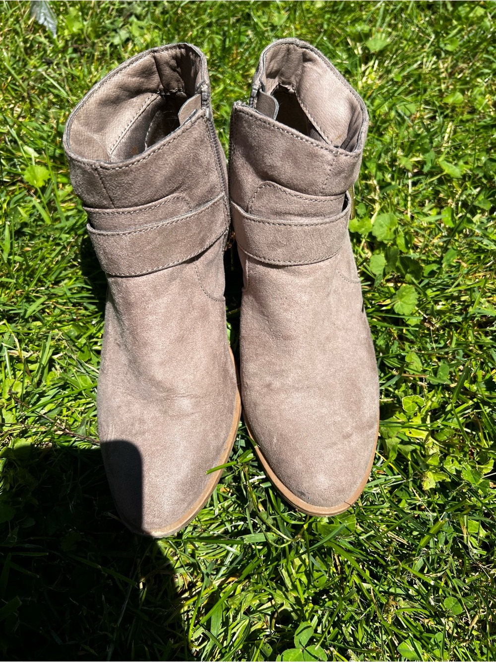 Taupe Suede Ankle Boots - Women's Stylish Slip-On Booties